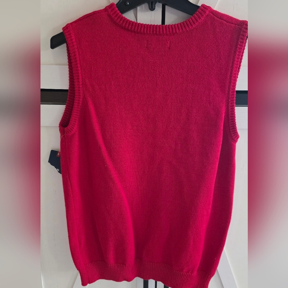 Izod Men's V-Neck Red Sweater Vest - Picture 4 of 4